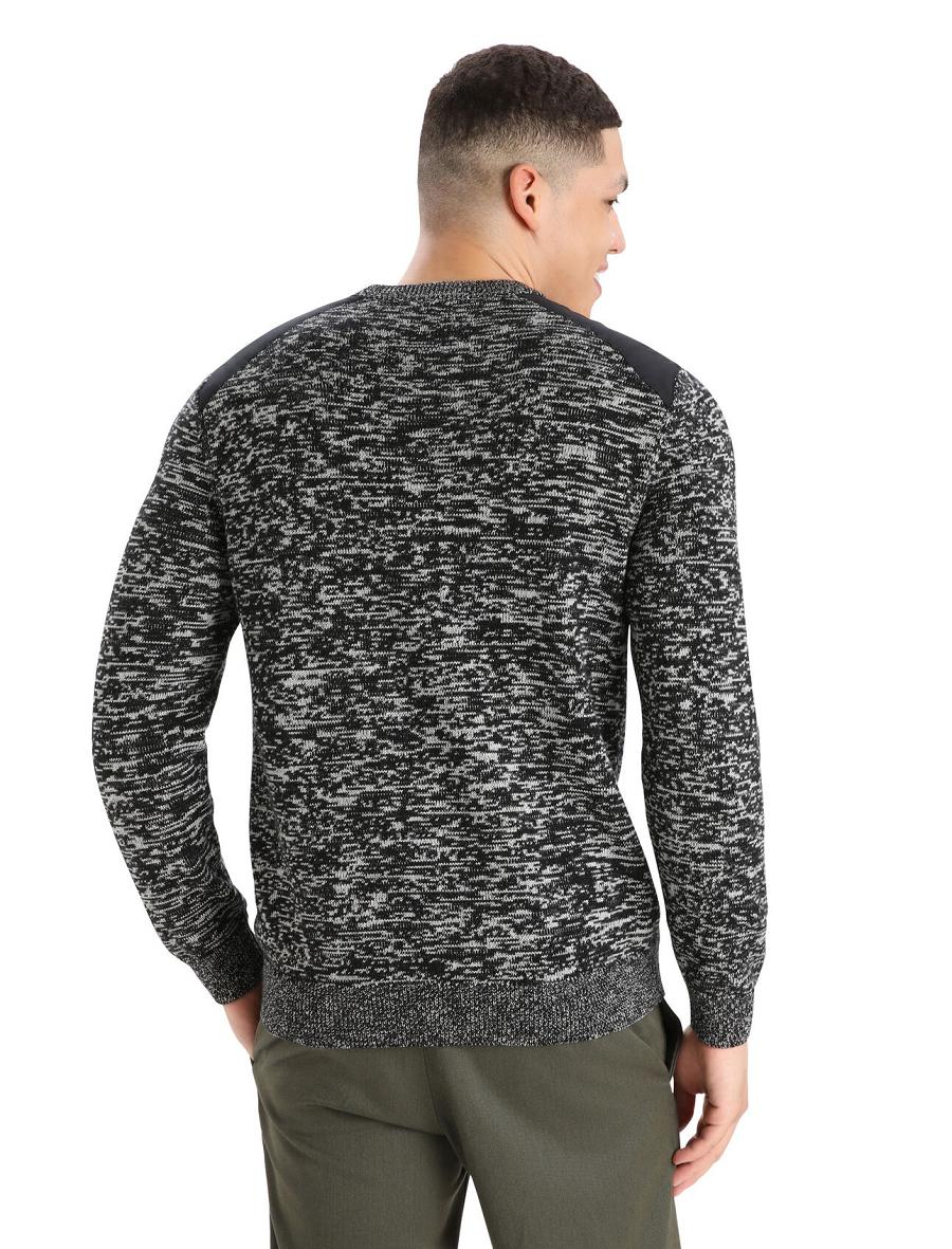 Black / Snow Icebreaker Merino Barein Crewe Men's Sweaters | AU 1219LISH